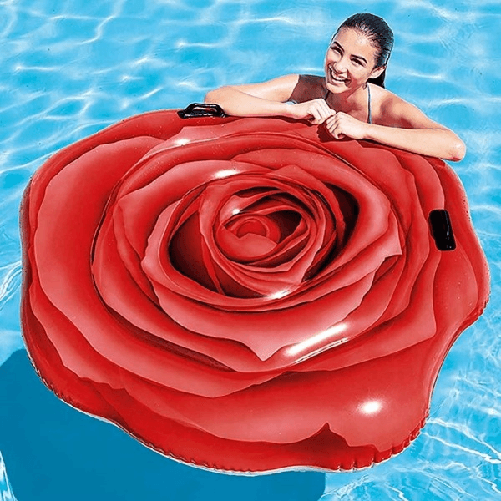 Materassino Isola Gonfiabile Stampa Rosa Rossa Pvc Mare Piscina 137 X 132 Cm -