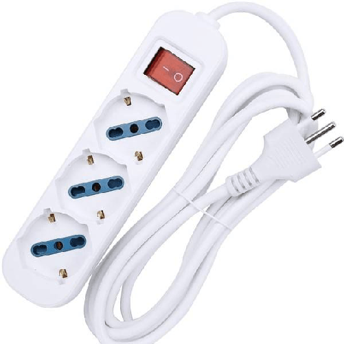 Multipresa Shuko Bipasso 10 E 16 Amp 3 Posti Ciabatta Elettrica Con Interruttore -