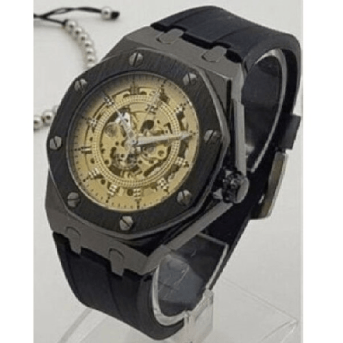 Orologio Da Polso Zcc 4407 Uomo Automatico Elegante Casual Nero Dorato -