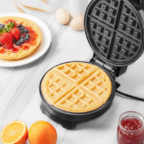 Trade Shop Traesio-piastra Elettrica Macchina Waffle Maker 1000w Griglia Piastre Antiaderenti Nero -