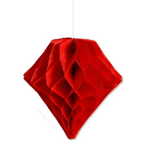 Set 3 Festoni Diamante Decorativi Rossi Carta Velina Decorazioni Addobbi Feste -