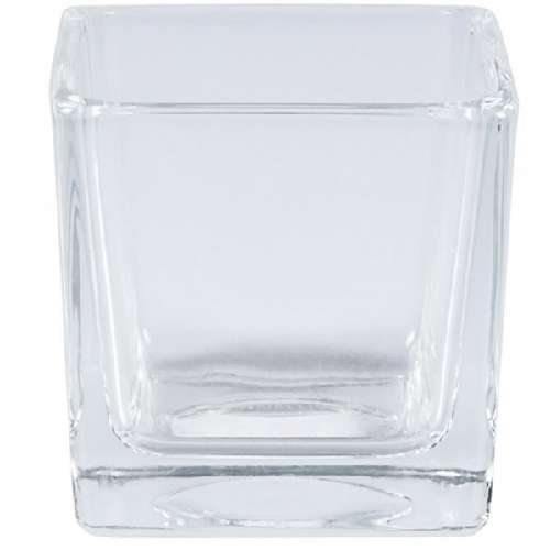 Trade Shop Traesio-vaso Cubo 10x10x10 Cm Cristallo Vetro Candele Confetti Porta Fiori Porta Pianta -
