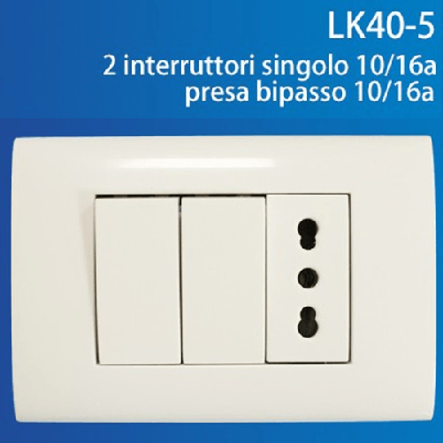 Trade Shop Traesio-placca Placchetta 3 Posti Completa 2 Interruttori Presa Bipasso Incasso 503 -