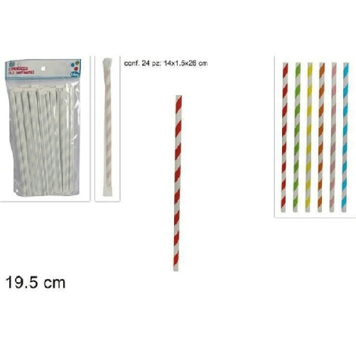 Trade Shop Traesio-set 24pz Cannucce Carta Imbustate Singolarmente Feste Compleanni Colorate Spirale -