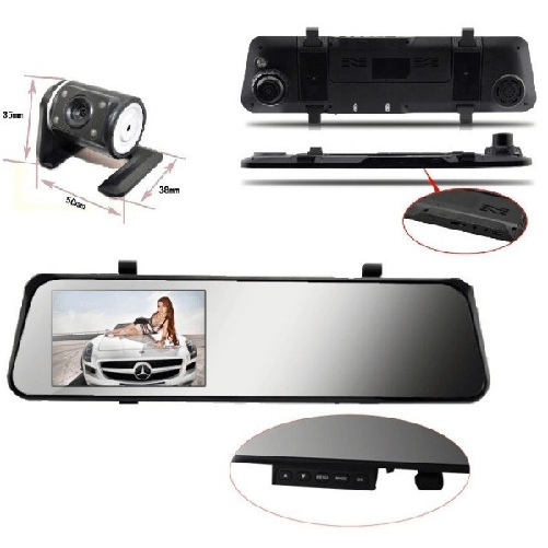 Specchietto Retrovisore Dvr Telecamera Full Hd 1080p 4.3 "lcd Con Retrocamera -