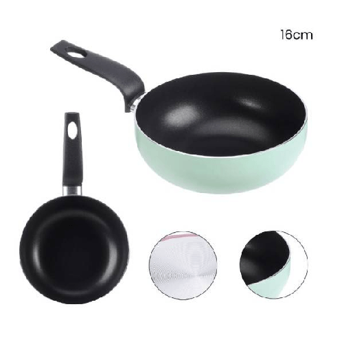 Wok Antiaderente Cm 16 Con Manico Padella Accessori Cucina Colori Assortiti -