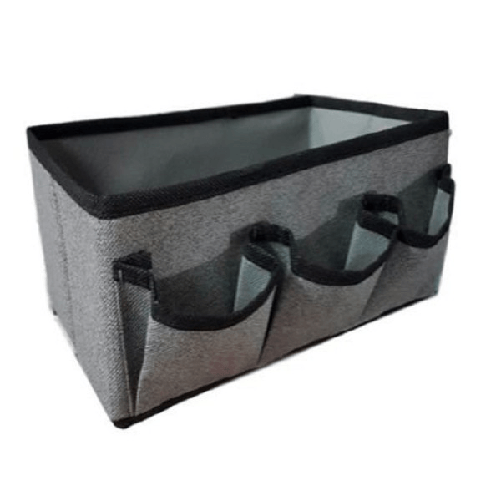 Scatola Contenitore In Tessuto 25x15x12cm Con 3 Tasche Portaoggetti Organizer -