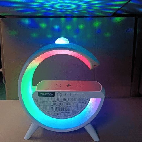 Lampada Led Caricabatteria Wireless Cassa Forma G Con Proiettore Cielo Stellato -