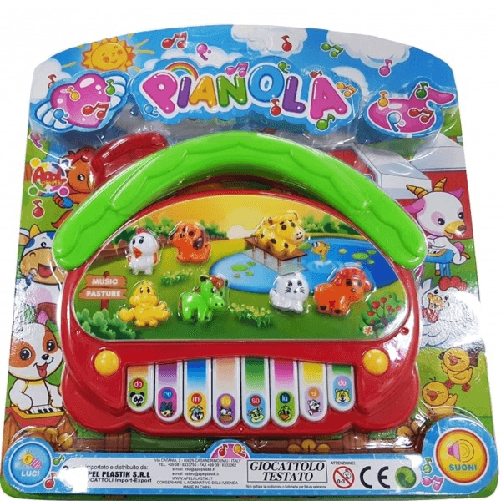 Tastiera Pianola Musicale Fattoria 8 Tasti 7 Animaletti Melodie Suoni Luci Led -