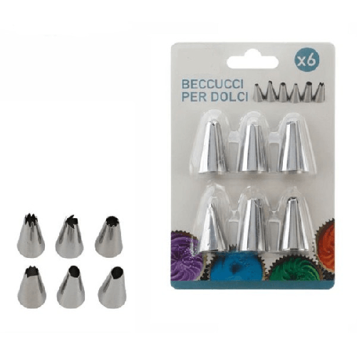 Set 6 Pezzi Beccucci Ricambio Per Sac A Poche Tasca Pasticciere Torte Dolci Creme -