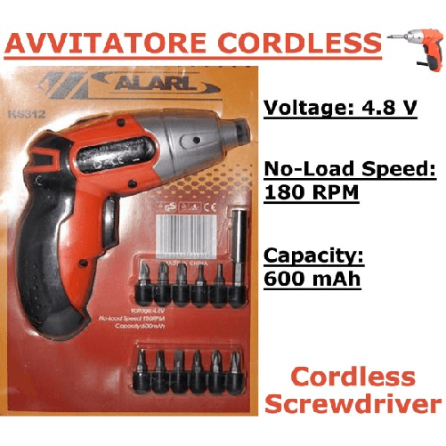 Trade Shop Traesio-mini Avvitatore Trapano Cordless 4.8volt 180rpm 11 Punte Ricaricabile 600mah -
