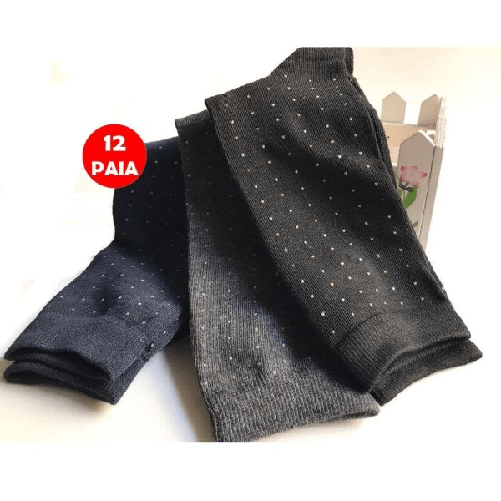 Trade Shop Traesio-set 12 Paia Calze Calzini A Pois Uomo A Meta Polpaccio In Cotone Caldo Tg 40/46 -