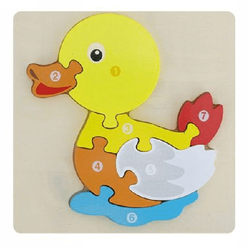 Puzzle 3d Blocchi Legno Forma Di Papera Educativo Colorato Gioco Bambini Animali -