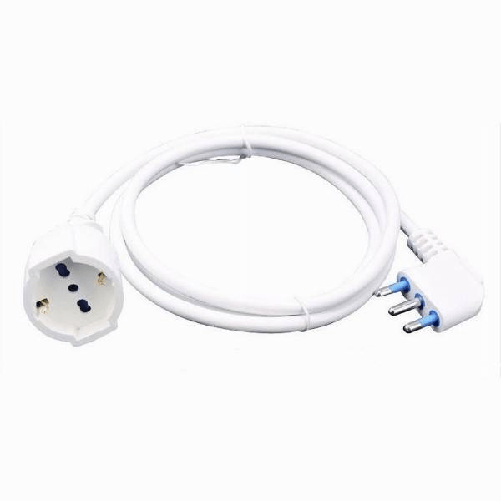 Trade Shop Traesio-prolunga Lineare Cavo 5mt 90° Con Spina 16a Presa Universale Schuko Bianca 83288 -