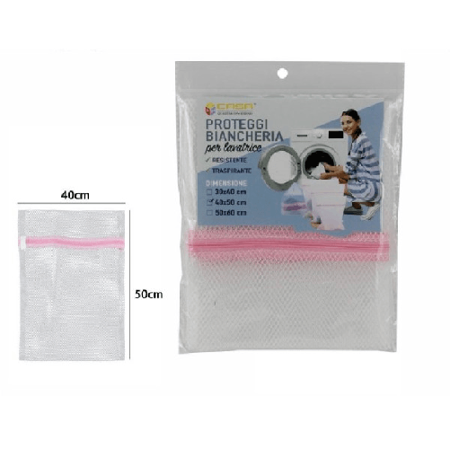 Trade Shop Traesio-sacco Rete Sacchetto Per Lavatrice Salvabiancheria Bucato Con Zip 40x50cm 69621 -