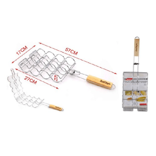 Griglia Per Pannocchie Mais Grill Carne Barbecue Graticola 57x27x17x5.5cm 2406336 -