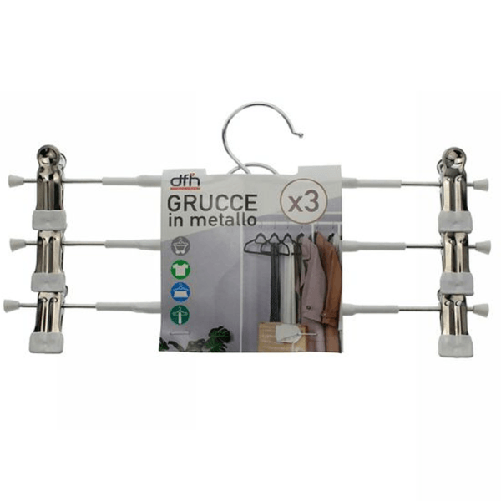 Trade Shop Traesio-set 3 Grucce Pantaloni In Metallo Bianche Armadio Clip Antiscivolo Gonne Shorts -