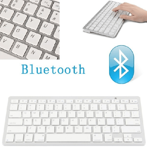 Trade Shop Traesio-tastiera Qwerty Bluetooth Wireless Per Tablet Smartphone Smart Tv Pc Bianca Slim -