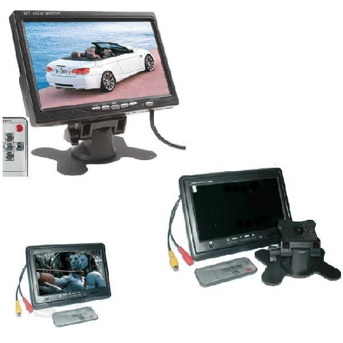 Monitor Lcd 7" Tft Tv Auto Camper Poggiatesta A Colori Base Regolabile Stand -