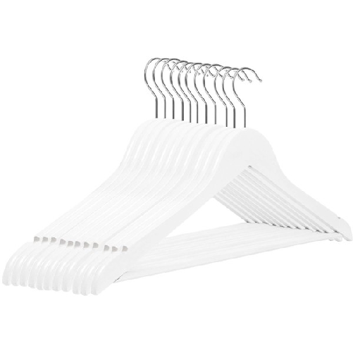 Trade Shop Traesio-set 3 Grucce Stampelle Appendiabito Legno Bianca Vestiti Pantaloni Giacche 59620 -