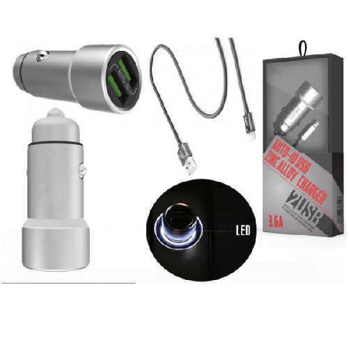 Kit Alimentatore 2 Porte Usb Adattatore Auto 3.6a Cavo 12v 220v Samsung Android -