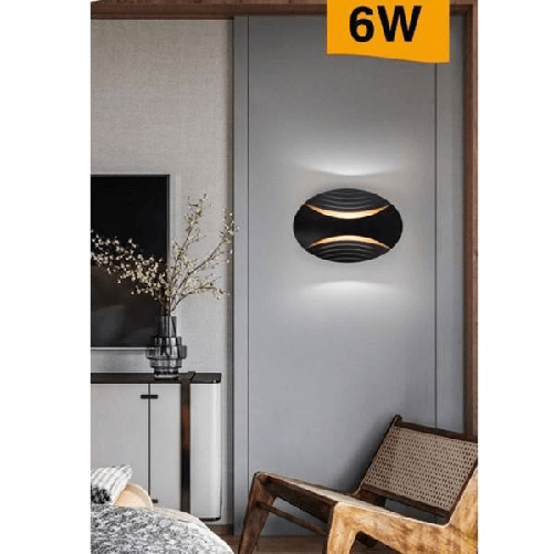 Trade Shop Traesio-applique Led Da Muro Doppia Emissione 6 W Lampada Ovale 3 Modalità Luce Aq15-n3c -