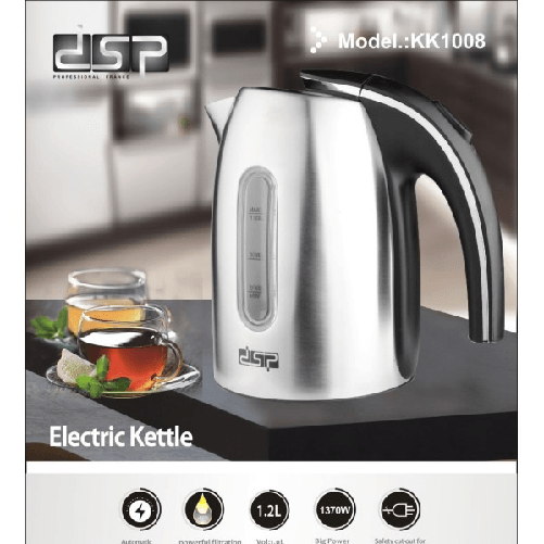 Trade Shop Traesio-bollitore Elettrico A Caraffa Da 1,2lt In Acciaio Inox Per Te' E Infusi 1370w -