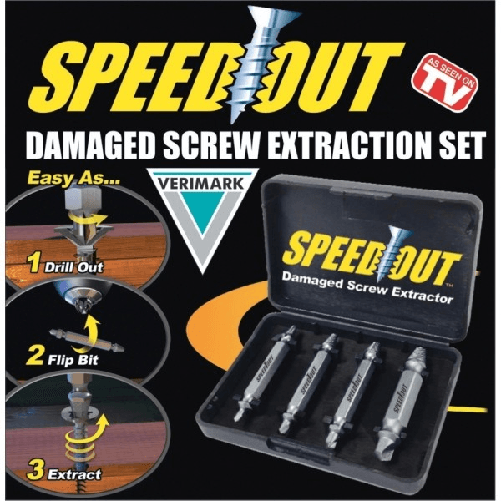 Trade Shop Traesio-estrattore Per Viti Consumate Sbanate Con Cofanetto Confezione Da 4pz Speedout Trapano -