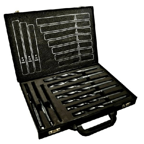Trade Shop Traesio-set 10 Punte Elicoidale Da 14 A 23 Mm Frese Ferro Legno Per Trapano In Valigetta -