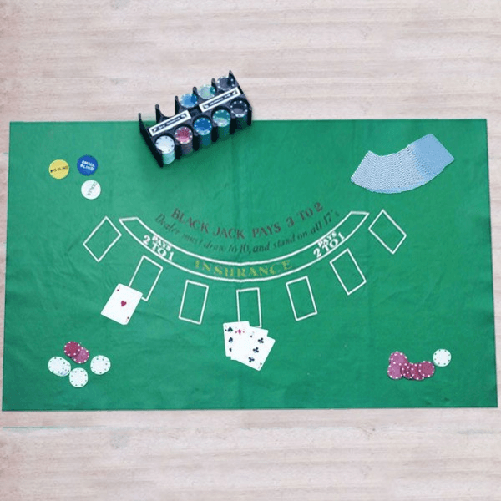 Trade Shop Traesio-tappeto In Tessuto Verde Da Tavolo Gioco Per Blackjack E Texas Poker Doubleface -