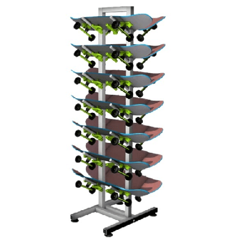 Trade Shop Traesio-porta Skateboard A 7 Strati In Metallo Nero Da Terra Per Esposizione Del Negozio -