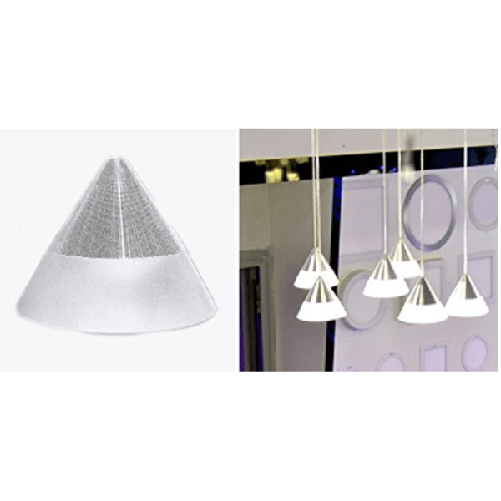 Trade Shop Traesio-lampadario Lampada 6 Pendenti Conico Bianco Acciaio Soffitto Luce Led Applique Design -