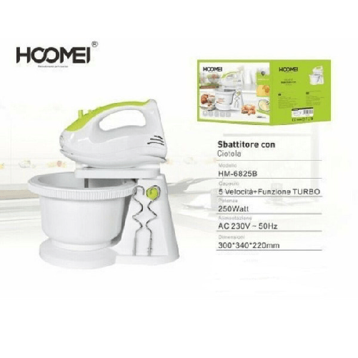 Sbattitore Elettrico Frullatore Impastatore 5 Velocita' 250 Watt Hoomei Hm-6825b -