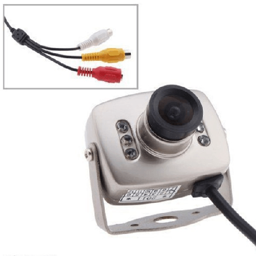 Trade Shop Traesio-mini Micro Telecamera Camera A Colori 6 Led Ir Rca Audio Video Microfono Staffa -
