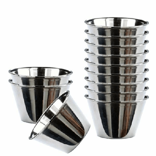 Trade Shop Traesio-set 12 Pezzi Mini Stampi In Acciaio Inox Per Budini Dolci Dimensione 9 Cm -