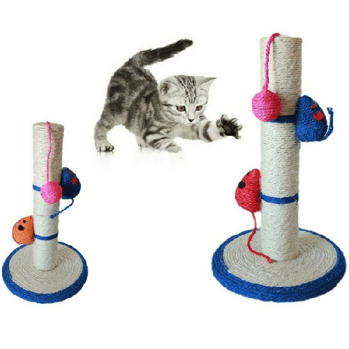 Tiragraffi Gioco Corda Colonna Pallina Artigli Gatto Tira Graffi 42x24cm. Mod B -