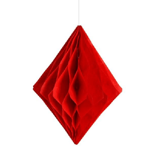 Set 3 Festoni Rombo Decorativi Rossi Carta Velina Decorazioni Addobbi Feste -