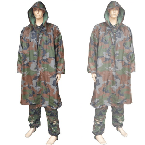 Trade Shop Traesio-giacca Mantella Impermeabile Mimetica Militare Pvc Antipioggia Con Cappuccio -