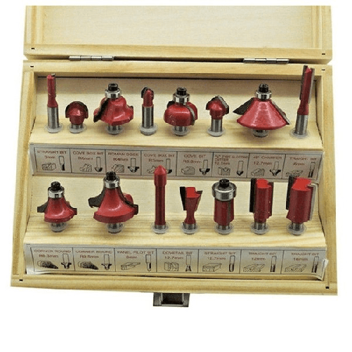 Trade Shop Traesio-set 15 Frese Fresa Per Legno Per Scanalare Rifilare Sanalature Fresatrice 6.35mm -