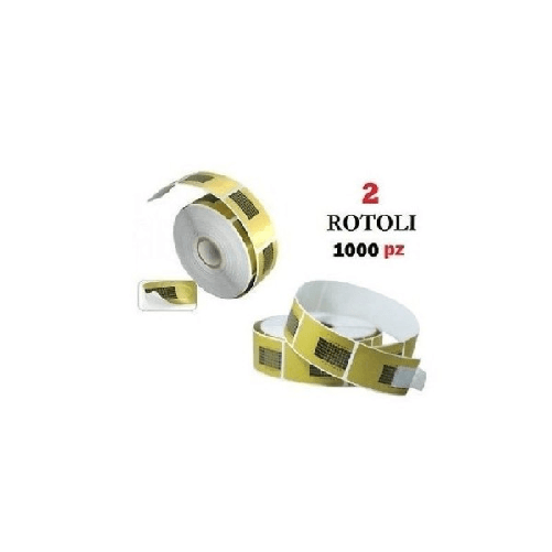 Trade Shop Traesio-2 Rotoli 1000 Cartine Oro Nail Art Allungamento Ricostruzione Unghie Tips Sagome -