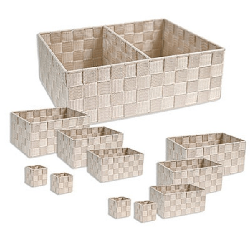 Scatole In Tessuto Componibili Organizer Per Bagno Armadi Scaffali 79081 Beige -