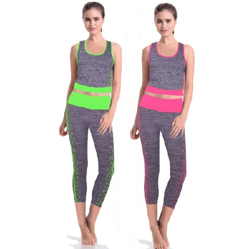 Trade Shop Traesio-tuta Yoga Taglia Unica Tessuto Elastico Mezza Gamba Palestra Fitness Canotta -