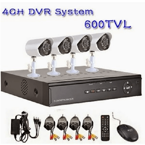 Dvr 4 Canali + 4 Telecamere Infrarossi Led Kit Videosorveglianza Da Cellulare -