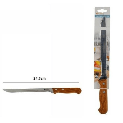 Trade Shop Traesio-coltello Per Prosciutto Taglio Cucina Acciaio Manico Legno 34.5 Cm -