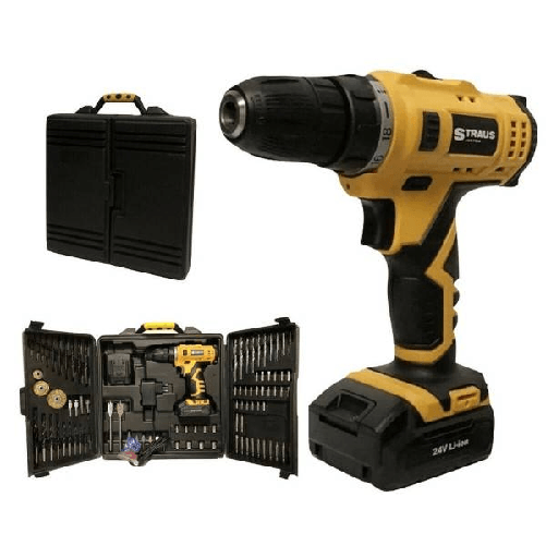 Trade Shop Traesio-trapano Avvitatore A Doppia Batteria Al Litio 24v + 92 Accessori Con Valigia -