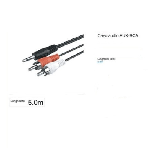 Maxtech-cavo 5m Audio Da Jack 3,5mm Aux A 2 Rca Maschio Doppio Y Stereo 5 Mt Aux-r5.0m -