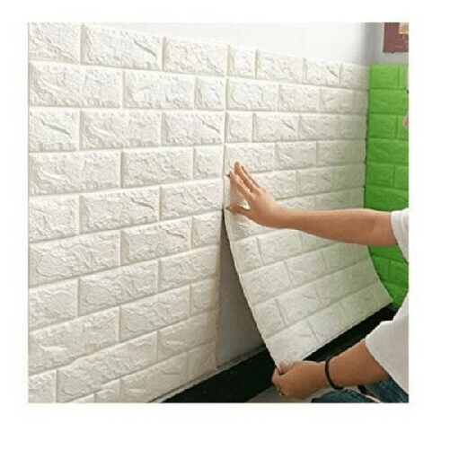 Trade Shop Traesio-set 3 Pannelli Muro 3d Adesivo Parete Piastrelle Mattonelle Bianco Pannello -