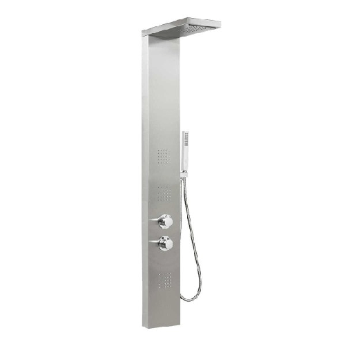 Trade Shop Traesio-pannello Doccia Colonna In Acciaio Con Doccetta Soffione Cascata Idromassaggio -