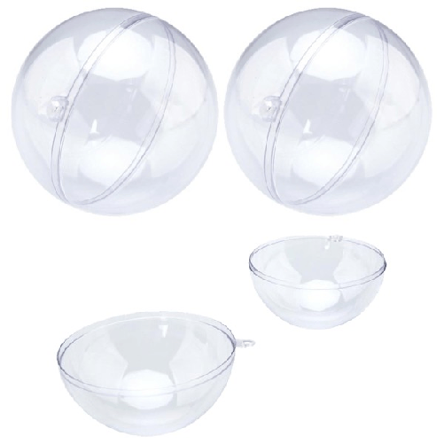 Trade Shop Traesio-sfere Natalizie Palline Trasparenti Apribili Da Riempire Decorazione Natale 2pz 8cm -