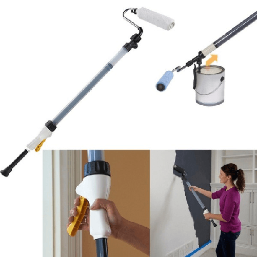 Paint Roller Rullo Da Pittura Asta Telescopica 23 Cm Per Pareti Stanza No Gocce -